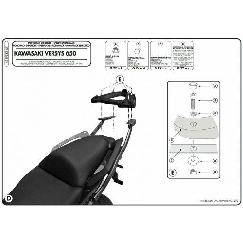 GIVI Attacco posteriore specifico per bauletto MONOKEY - MONOLOCK per KAWASAKI VERSYS 650 2010 / 2014