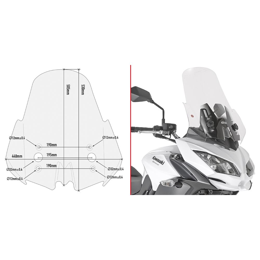Parabrezza GIVI D4122ST Trasparente per Kawasaki Versys 650 17 - 21