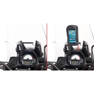 GIVI Traversino da montare dietro cupolino per porta GPS-smartphone per KAWASAKI VERSYS 650 2015 / 2021