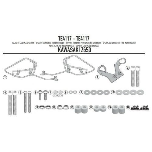 GIVI Telaietti per borse laterali Easylock o borse soffici per KAWASAKI Z 650 2017 / 2026 - Z 650 S 2026