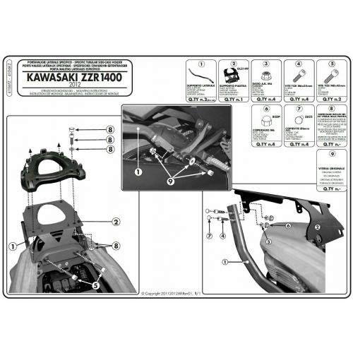 Attacco Posteriore GIVI 4106FZ per Kawasaki ZZR 1400 2012 - 2021