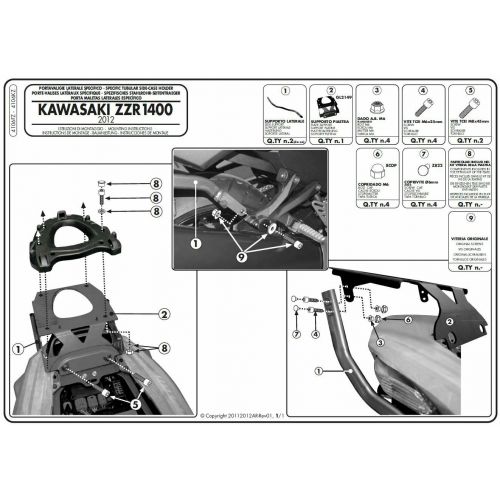 GIVI Attacco posteriore per bauletto MONOKEY - MONOLOCK per KAWASAKI ZZR 1400 2012 / 2021