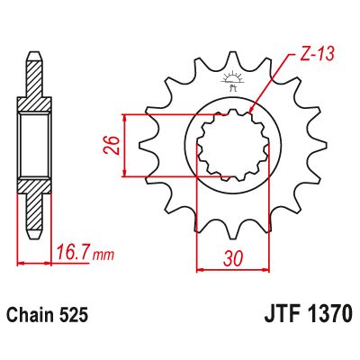JT SPROCKETS JTF1370.16 Pignone in acciaio passo 525 denti 16