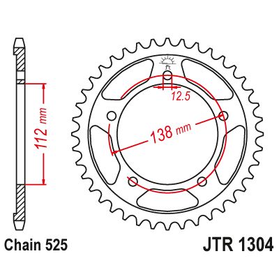 Corona JT 1304 in acciaio passo 525 con 43 denti