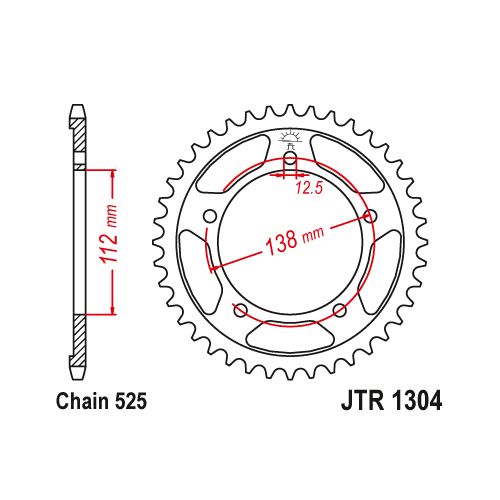 Corona JT 1304 in acciaio zincato nero passo 525 con 43 denti
