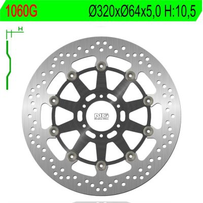 NG BRAKES 1060G Disco Freno anteriore tondo flottante
