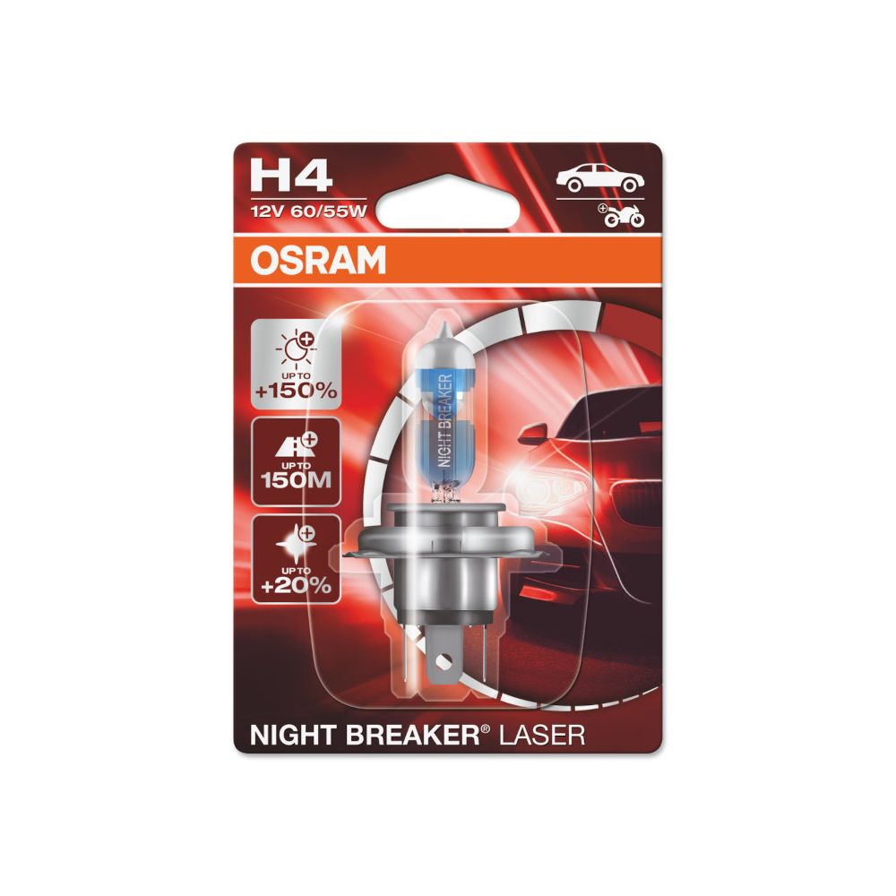 OSRAM 64193NL Lampada alogena H4 NIGHT BREAKER LASER 12 Volt 60/55 Watt P43t