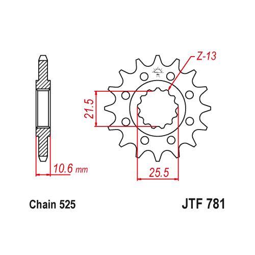 JT SPROCKETS JTF781.14 Pignone in acciaio passo 525 denti 14