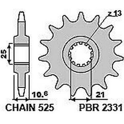 PBR 2331 Pignone in acciaio passo 525 denti 14 con rivestimento antirumore