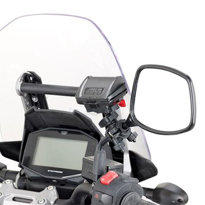 Porta Telepass Universale GIVI S604 con Kit Fissaggio Manubrio e Specchietto