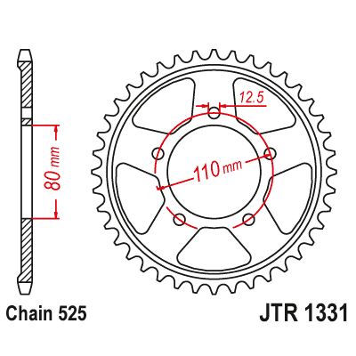 Corona JT 1331 in acciaio zincato nero passo 525 con 42 denti
