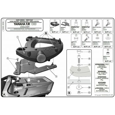 Attacco GIVI E228 con Piastra per Yamaha FJR 1300 2006 - 2020