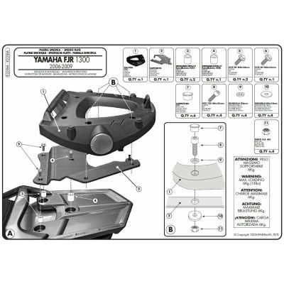 Attacco GIVI E228M con Piastra per Yamaha FJR 1300 2006 - 2020