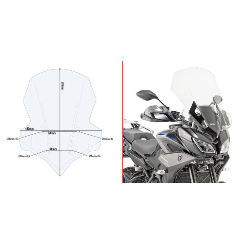 Kit Parabrezza GIVI 2139DT Trasparente Alto con Attacchi per Tracer 900 / GT 2018 - 2020