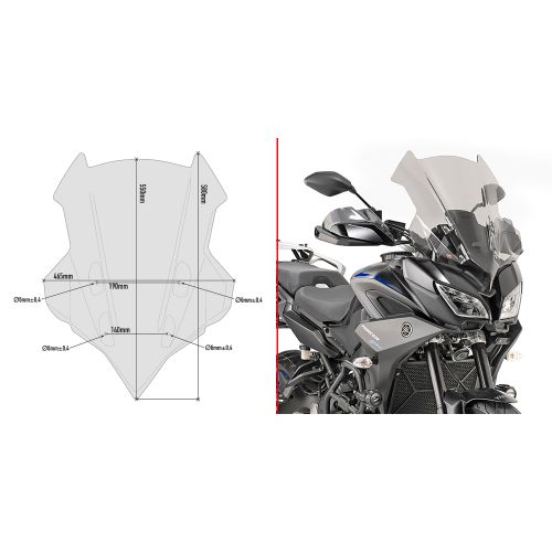 Cupolino GIVI D2139S Specifico Fumé per Yamaha Tracer 900 e GT 18-20