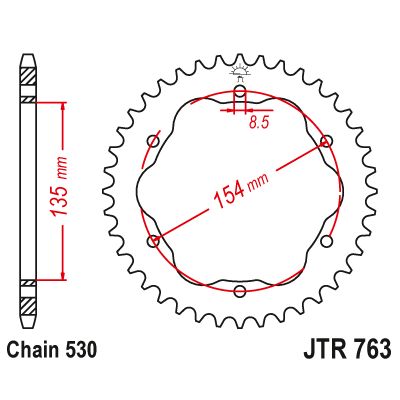 JT Corona in acciaio passo 530 con 40 denti JTR763