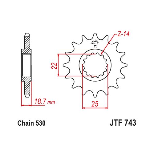 JT SPROCKETS JTF743 Pignone in acciaio passo 530 denti 15