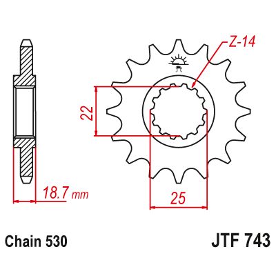 JT SPROCKETS JTF743 Pignone in acciaio passo 530 denti 15