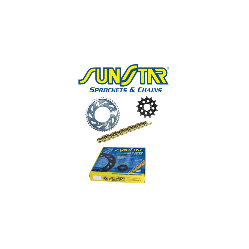 SUNSTAR Kit Trasmissione Catena MXR + Pignone + Corona in acciaio per YAMAHA MT 125 2015 / 2019 - YZF-R125 2008 / 2018