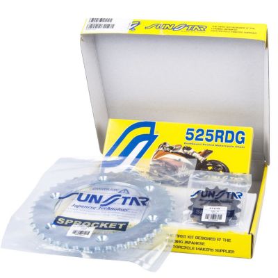 SUNSTAR Kit Trasmissione Catena RDG + Pignone + Corona in acciaio per CAGIVA RAPTOR 650 - V-RAPTOR 650