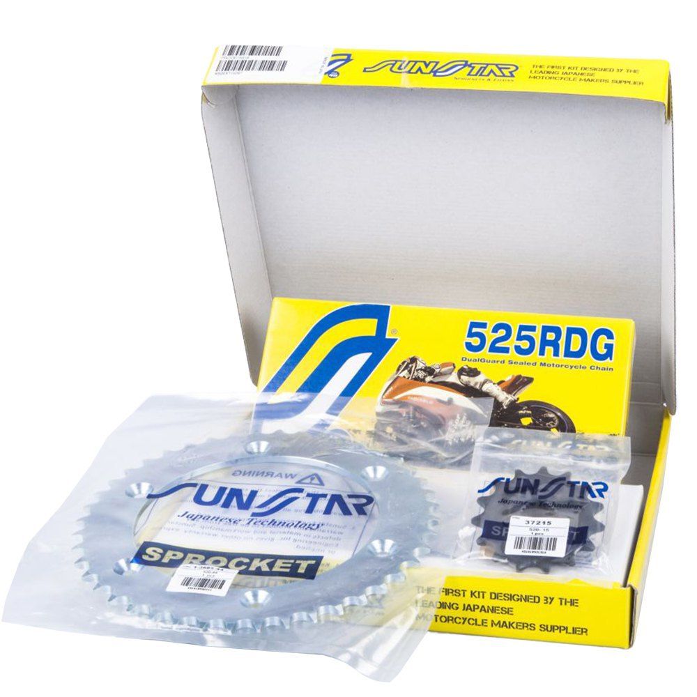 SUNSTAR Kit Trasmissione Catena RDG + Pignone + Corona in acciaio per HONDA VT 600 C SHADOW - VT 600 CD SHADOW DELUXE