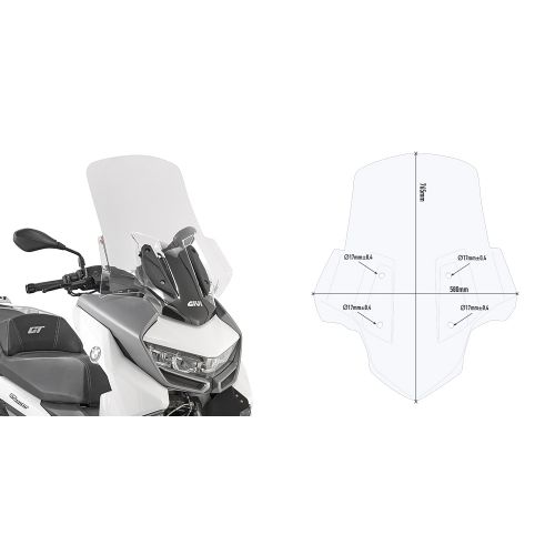 Kit Parabrezza GIVI 5132DT Trasparente Alto con Attacchi per BMW C400GT