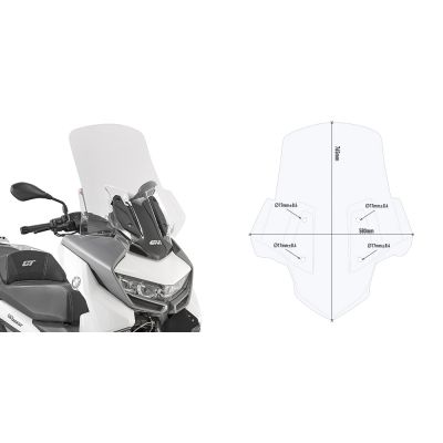 Kit Parabrezza GIVI 5132DT Trasparente Alto con Attacchi per BMW C400GT