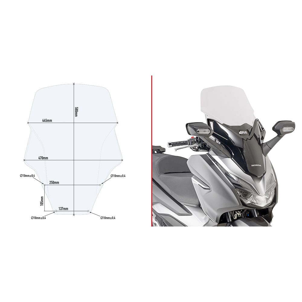 GIVI Parabrezza trasparente per HONDA FORZA 125 2019 2020 - FORZA 300 2019 2020