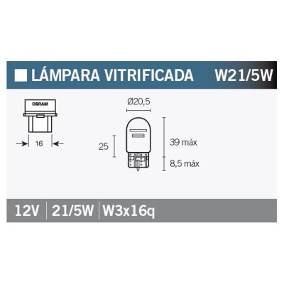 OSRAM Lampada ausiliaria luce bianca 7515 ORIGINAL - GLASS WEDGE BASE 12 volt 21/5 Watt