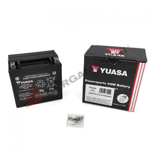 YUASA BATTERIA YTX14H 12 Volt 12.6 Ampere - pre attivata Senza manutenzione - AGM