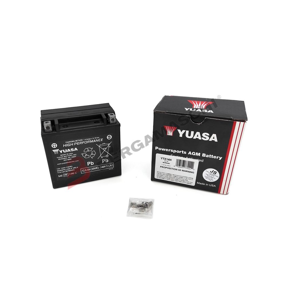 YUASA BATTERIA YTX14H 12 Volt 12.6 Ampere - pre attivata Senza manutenzione - AGM