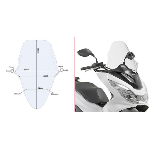 Parabrezza GIVI D1136ST Trasparente Alto per Honda PCX 125 150 14 - 18