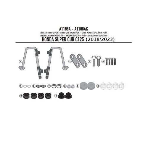 GIVI Kit di attacchi specifico per Parabrezza Cupolino 1168A per HONDA SUPER CUB C125 2018 / 2026