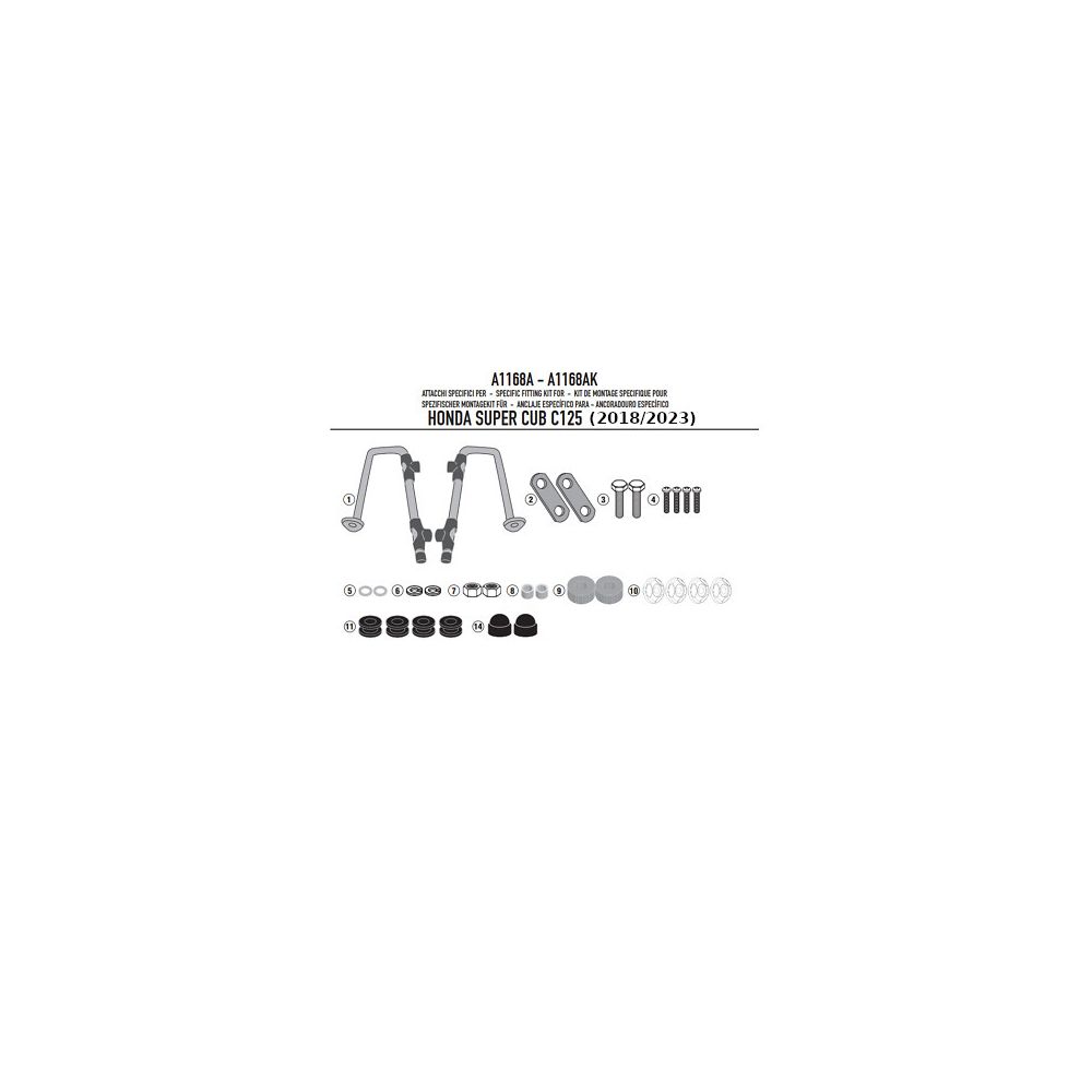 GIVI Kit di attacchi specifico per Parabrezza Cupolino 1168A per HONDA SUPER CUB C125 2018 / 2026
