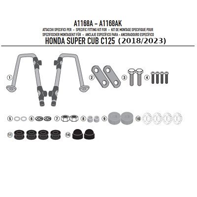 GIVI Kit di attacchi specifico per Parabrezza Cupolino 1168A per HONDA SUPER CUB C125 2018 / 2026