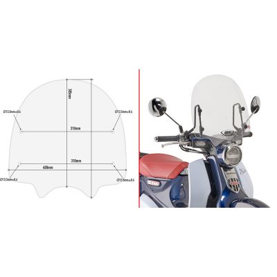 Parabrezza GIVI 1168A con Attacchi A1168A per Honda Super Cub C125