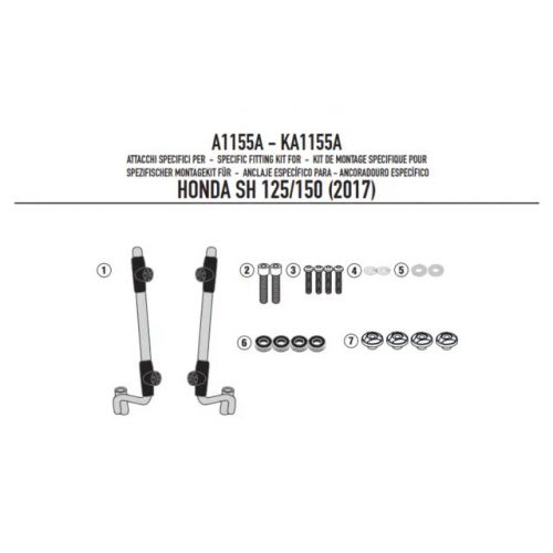 GIVI Kit di attacchi specifico per Cupolino Parabrezza 1117A per HONDA SH 125i - SH 150i 2017 / 2019
