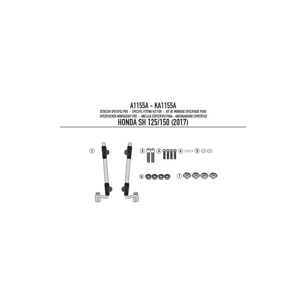 GIVI Kit di attacchi specifico per Cupolino Parabrezza 1117A per HONDA SH 125i - SH 150i 2017 / 2019