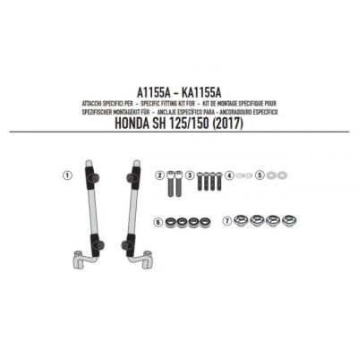GIVI Kit di attacchi specifico per Cupolino Parabrezza 1117A per HONDA SH 125i - SH 150i 2017 / 2019