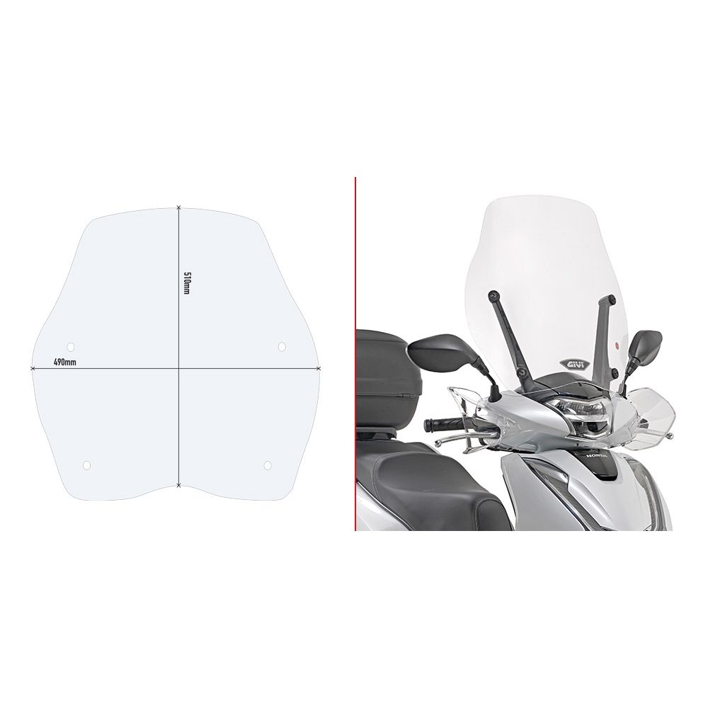 GIVI Parabrezza trasparente da montare su attacchi originali per HONDA SH 125 i - SH 150 i 2017 / 2019