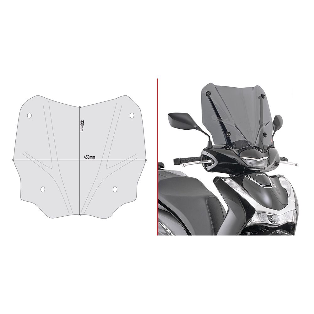 Cupolino GIVI D1181S Fumé per Honda SH 125 150 2020 - 2026 e SH 350