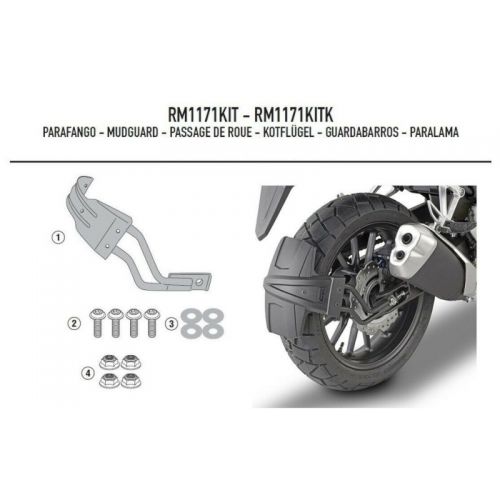 GIVI RM1171KIT Kit paraspruzzi RM02 con attacchi specifici per HONDA CB 500 X 2019 / 2023 - NX 500 2024 / 2025