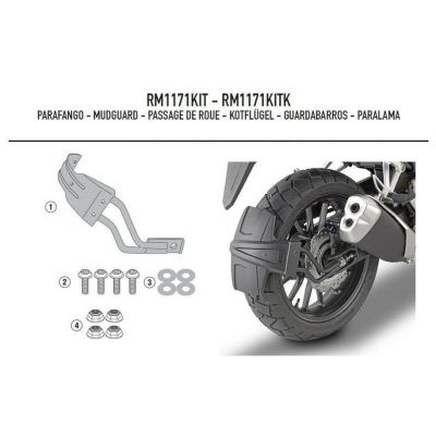 GIVI RM1171KIT Kit paraspruzzi RM02 con attacchi specifici per HONDA CB 500 X 2019 / 2023 - NX 500 2024 / 2025