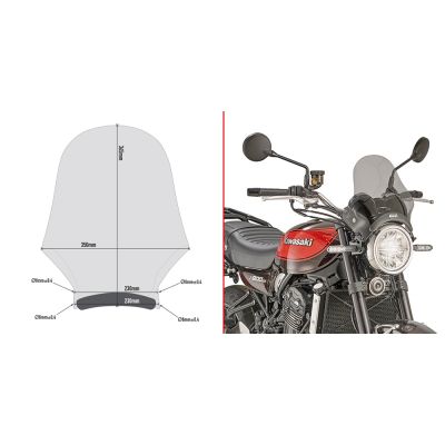 GIVI Cupolino fumé 36,5 x 35 con attacchi per KAWASAKI Z 900 RS 2018 / 2023