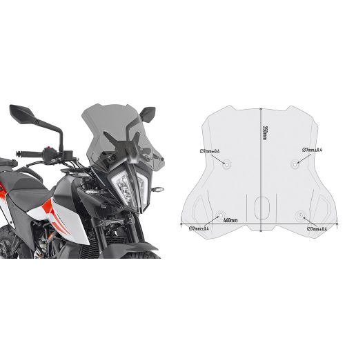 GIVI Cupolino fumé con attacchi per KTM ADVENTURE 390 - ADVENTURE 790 / R - ADVENTURE 890