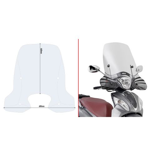 GIVI D6116ST Parabrezza trasparente da montare su attacchi originali per KYMCO PEOPLE ONE 125-150 2013 / 2023