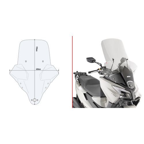 GIVI 6115DT Parabrezza trasparente con attacchi per KYMCO X-TOWN 125-300 CITY 2020 / 2025