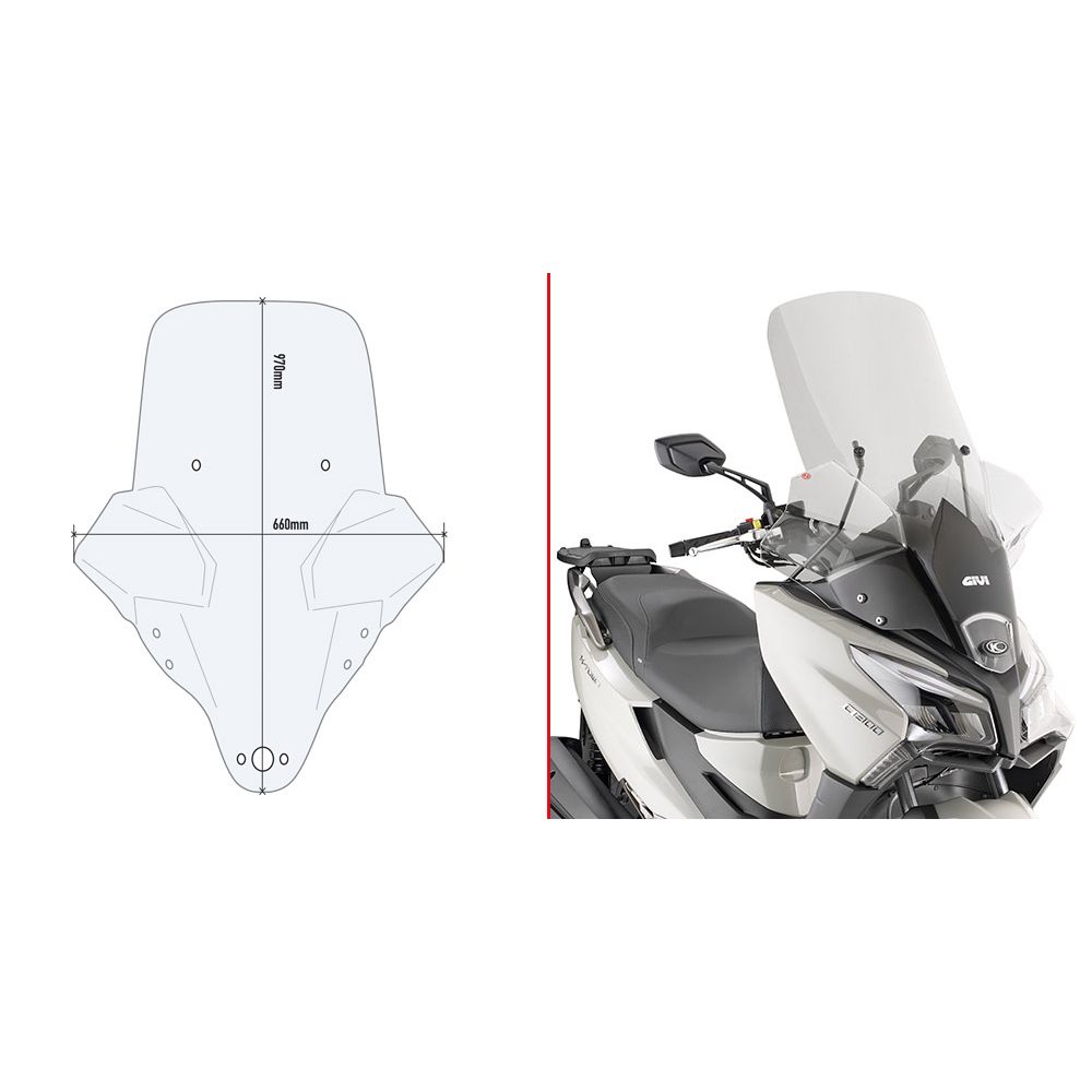 GIVI 6115DT Parabrezza trasparente con attacchi per KYMCO X-TOWN 125-300 CITY 2020 / 2025
