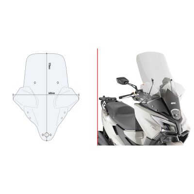 GIVI 6115DT Parabrezza trasparente con attacchi per KYMCO X-TOWN 125-300 CITY 2020 / 2025