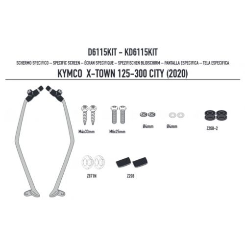 GIVI 6115DT Parabrezza trasparente con attacchi per KYMCO X-TOWN 125-300 CITY 2020 / 2025